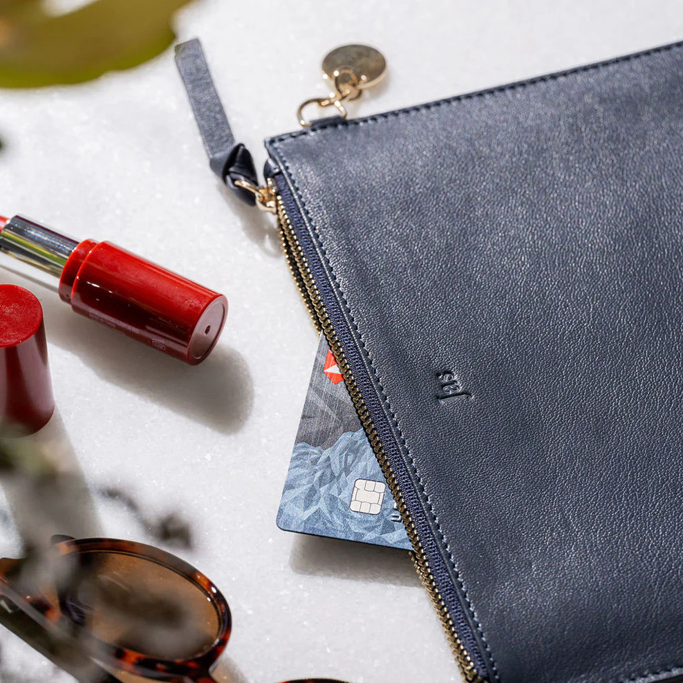 Personalised Leather Pouch - Navy - Image 4
