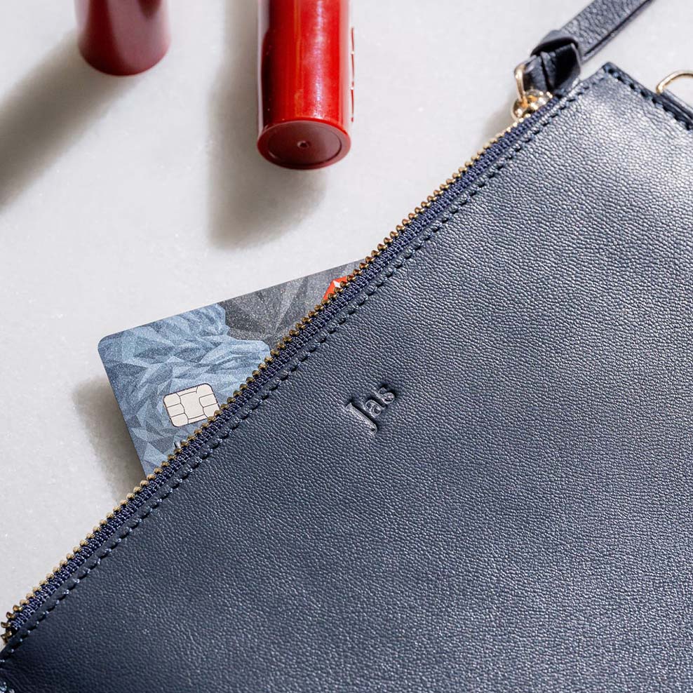 Personalised Leather Pouch - Navy - Image 5