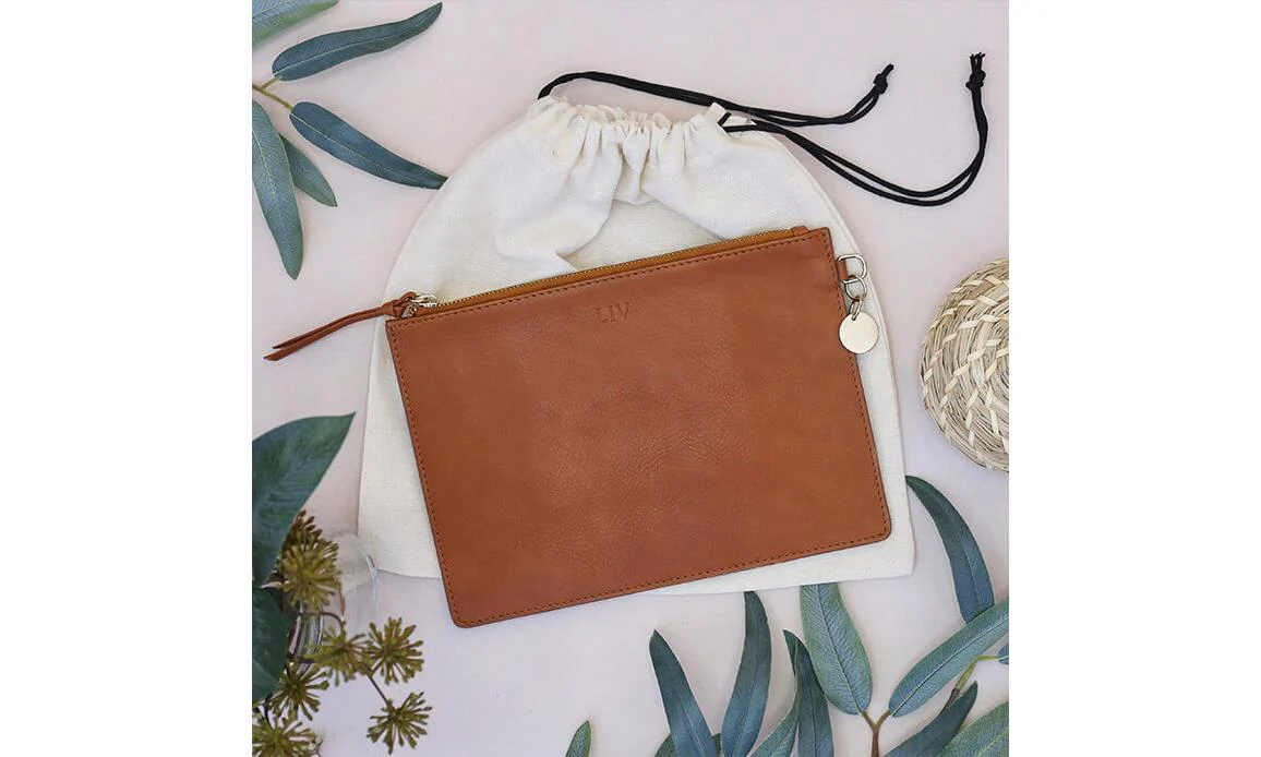 Personalised Leather Pouch - Tan