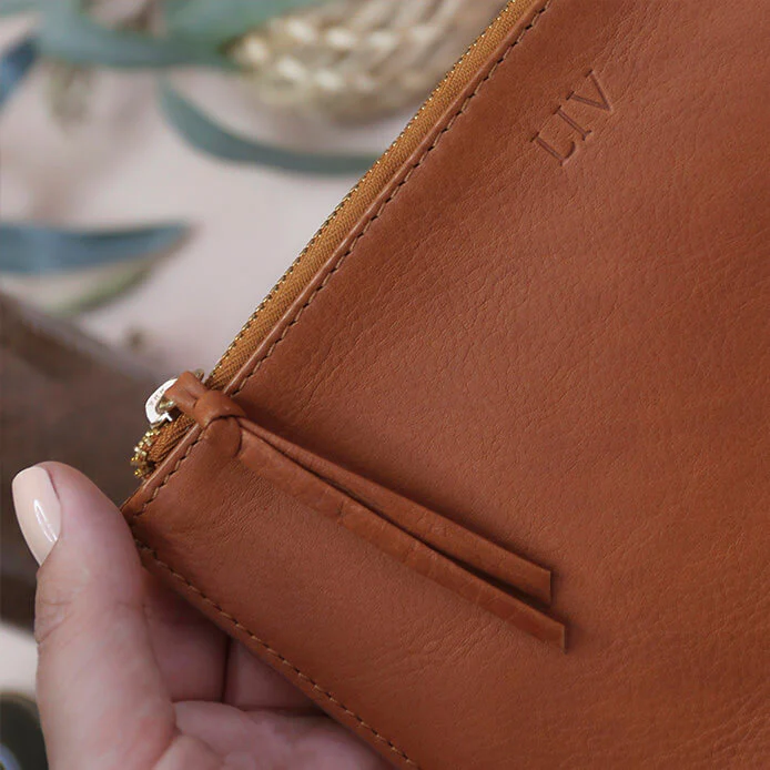 Personalised Leather Pouch - Tan - Image 4