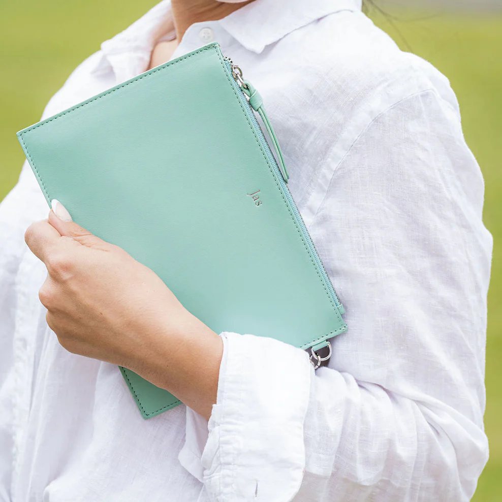 Personalised Leather Pouch - Tiffany Blue - Image 2