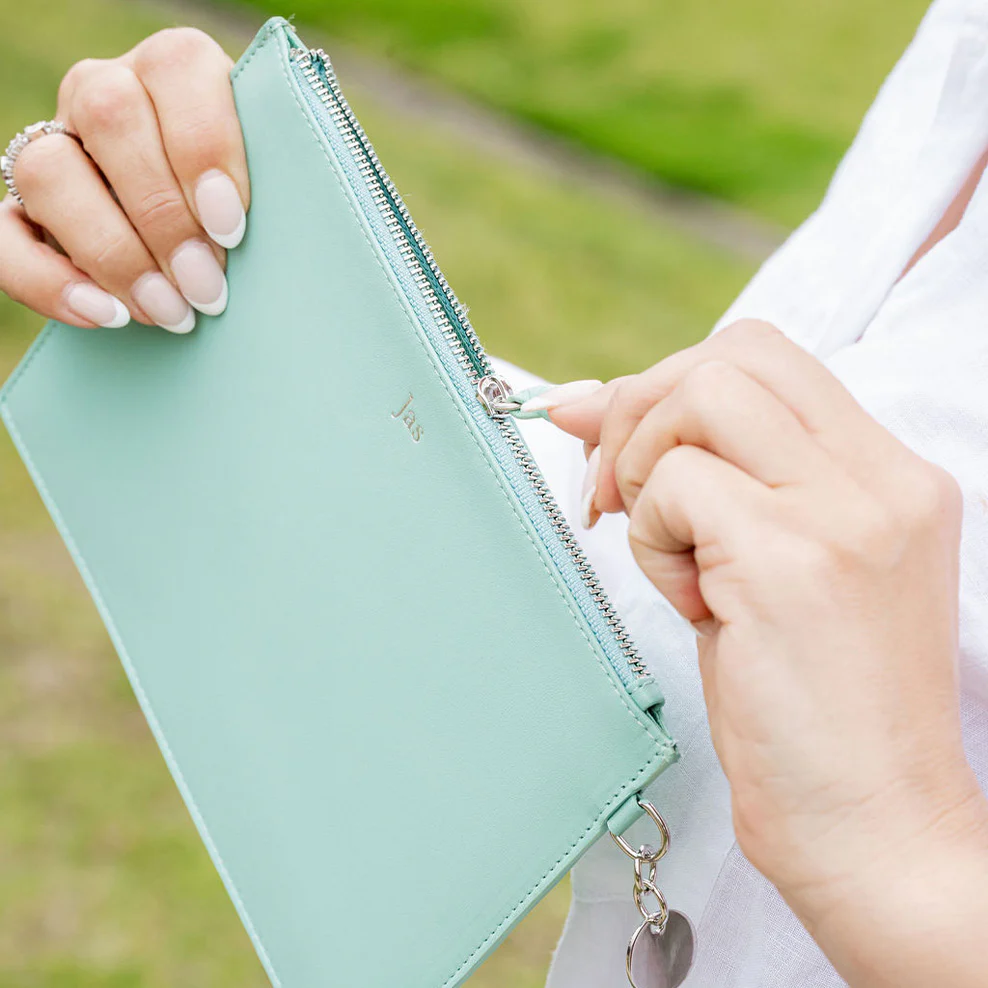 Personalised Leather Pouch - Tiffany Blue - Image 4