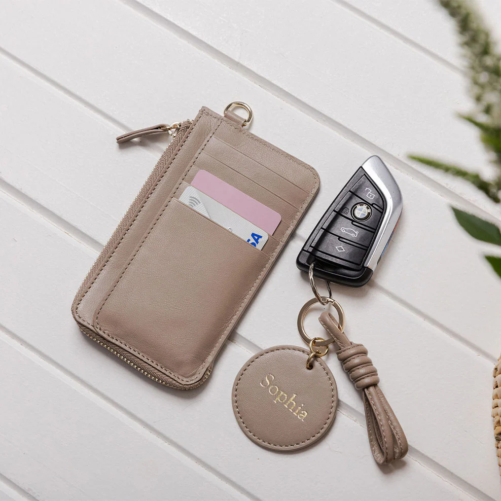 Personalised Leather Purse & Keyring - Mocha - Image 2