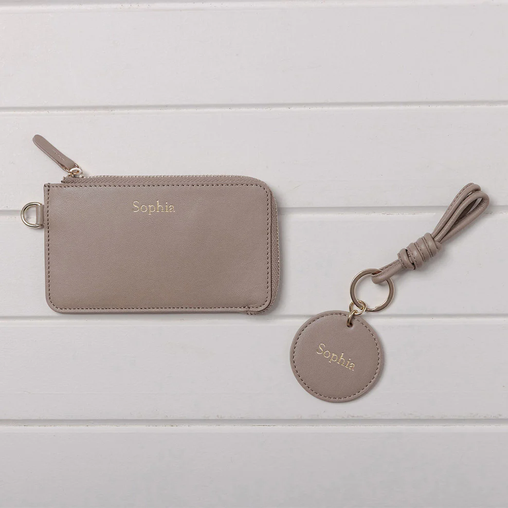 Personalised Leather Purse & Keyring - Mocha - Image 5