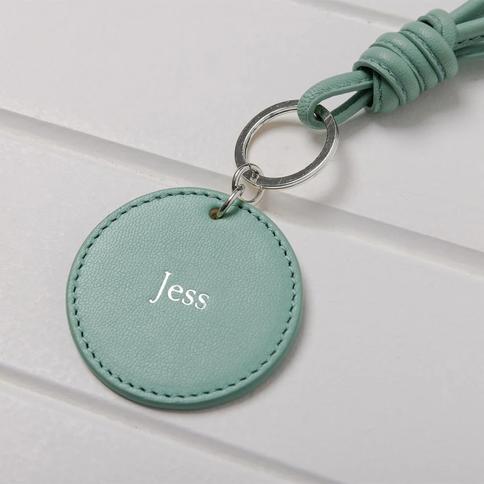 Personalised Leather Rope Keyring - Tiffany Blue - Image 2