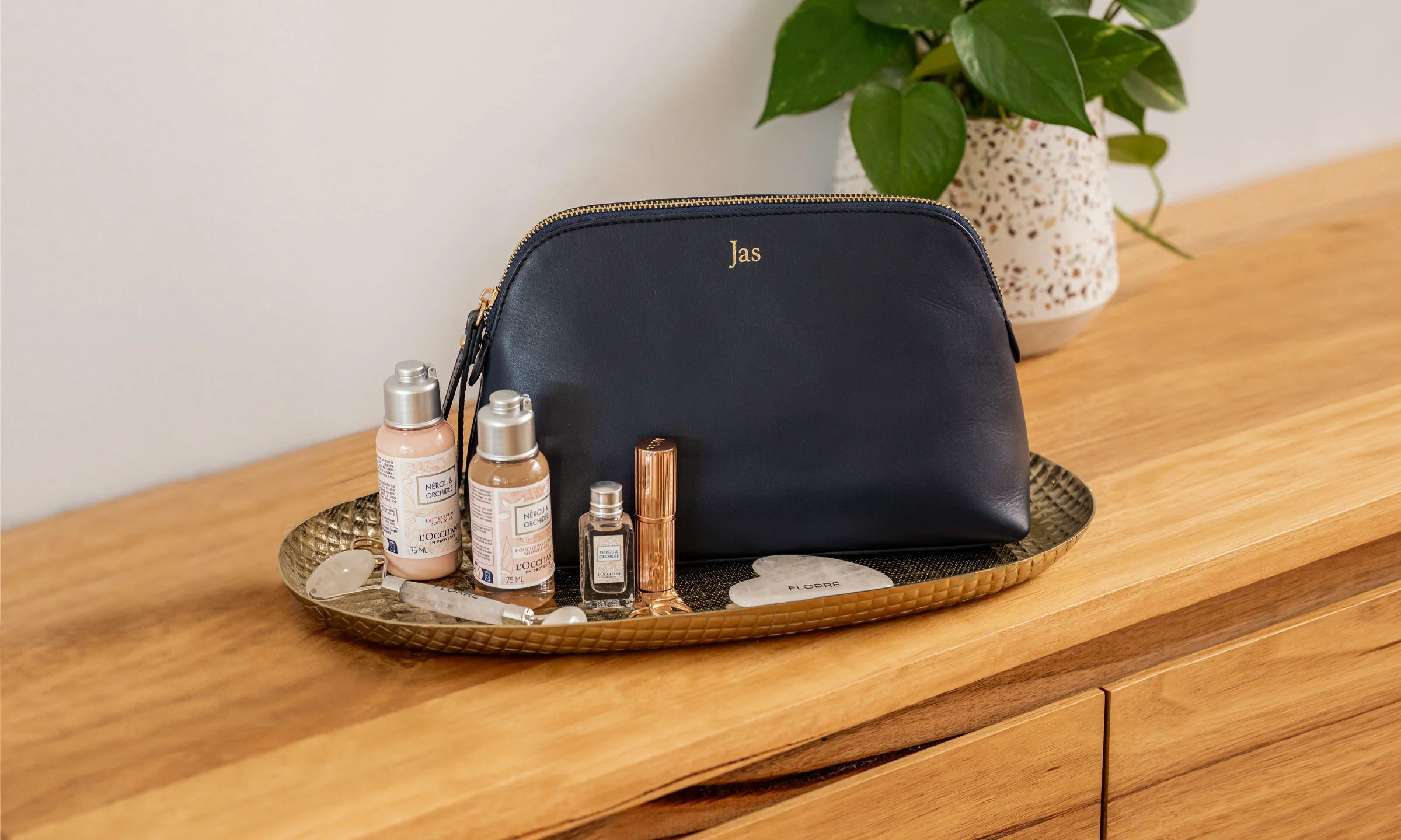 Personalised Leather Toiletry Bag - Navy