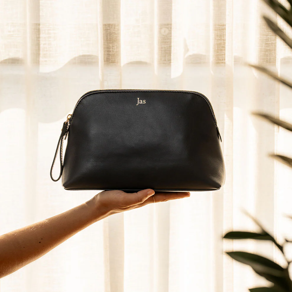 Personalised Leather Toiletry Bag - Navy - Image 5