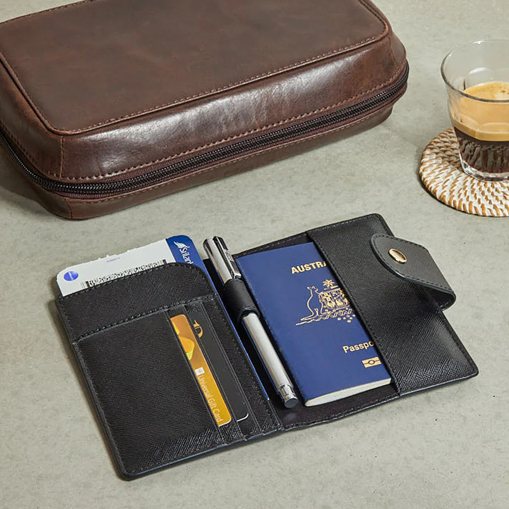Personalised Leather Travel Organiser - Black Saffiano - Image 2