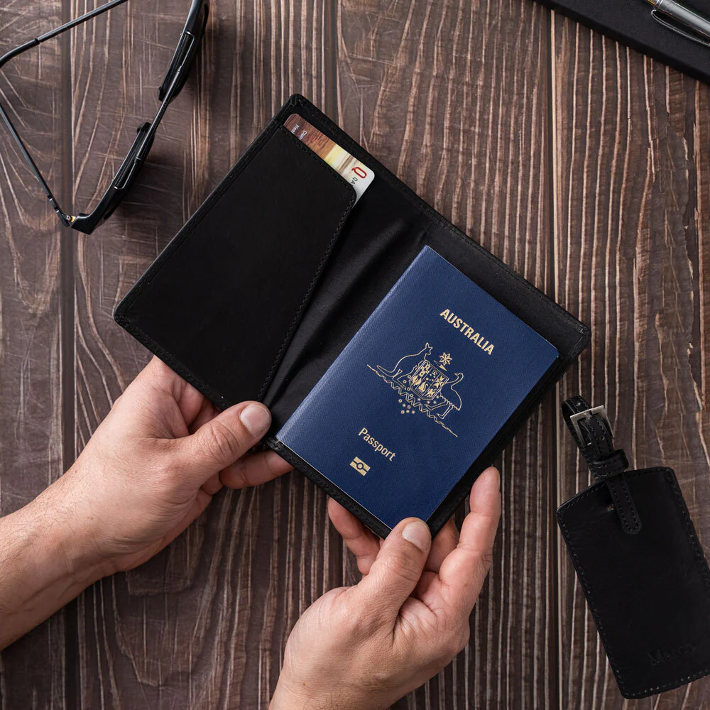 Personalised Leather Travel Set - Black - Image 3