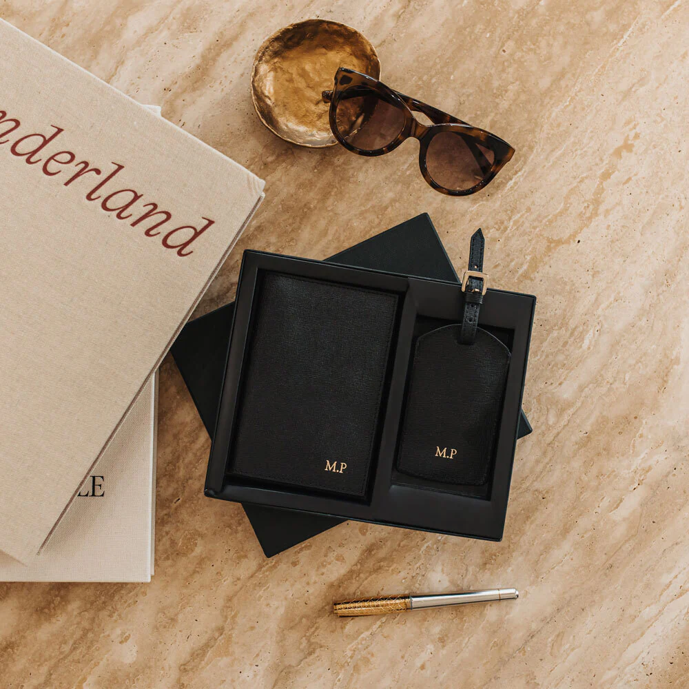 Personalised Leather Travel Set - Black Saffiano - Image 3
