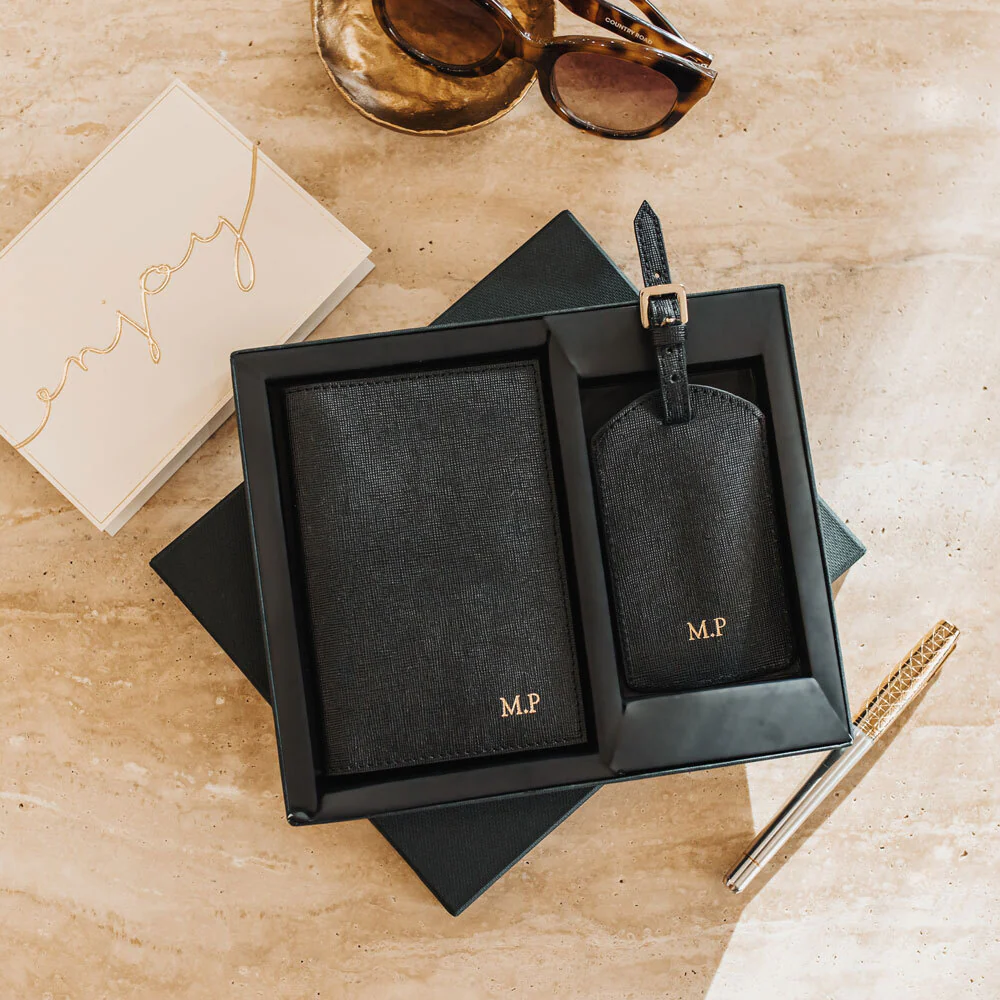 Personalised Leather Travel Set - Black Saffiano - Image 6