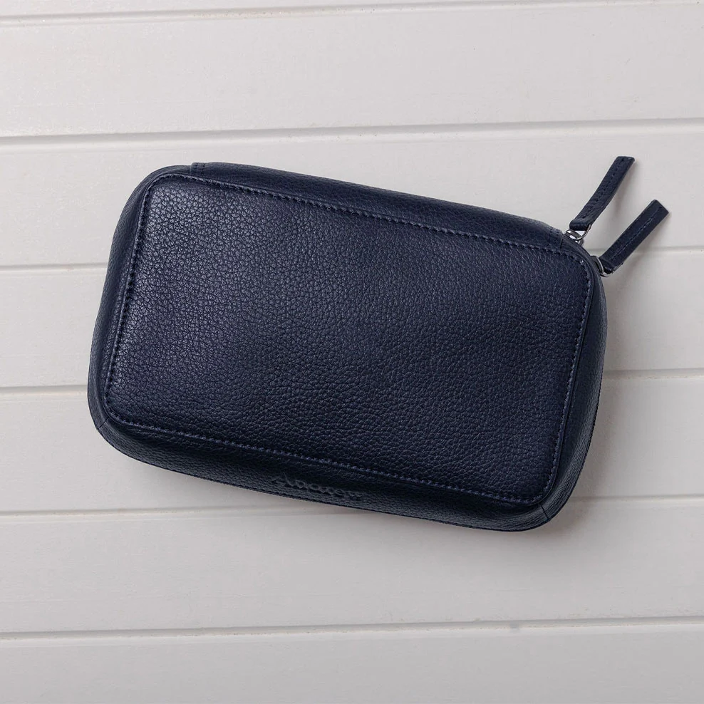 Personalised Leather Travel Tech Organiser - Navy - Image 5