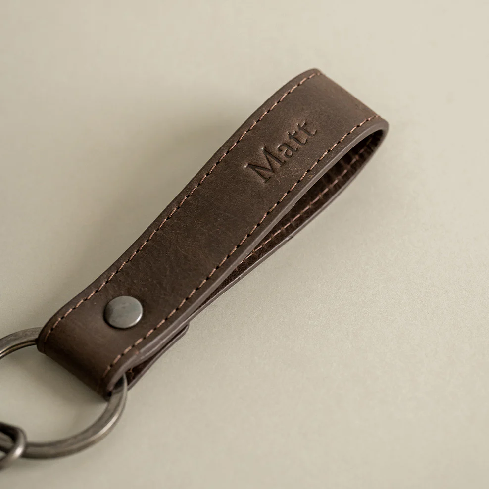 Personalised Leather Wallet & Keyring Set - Brown - Image 4