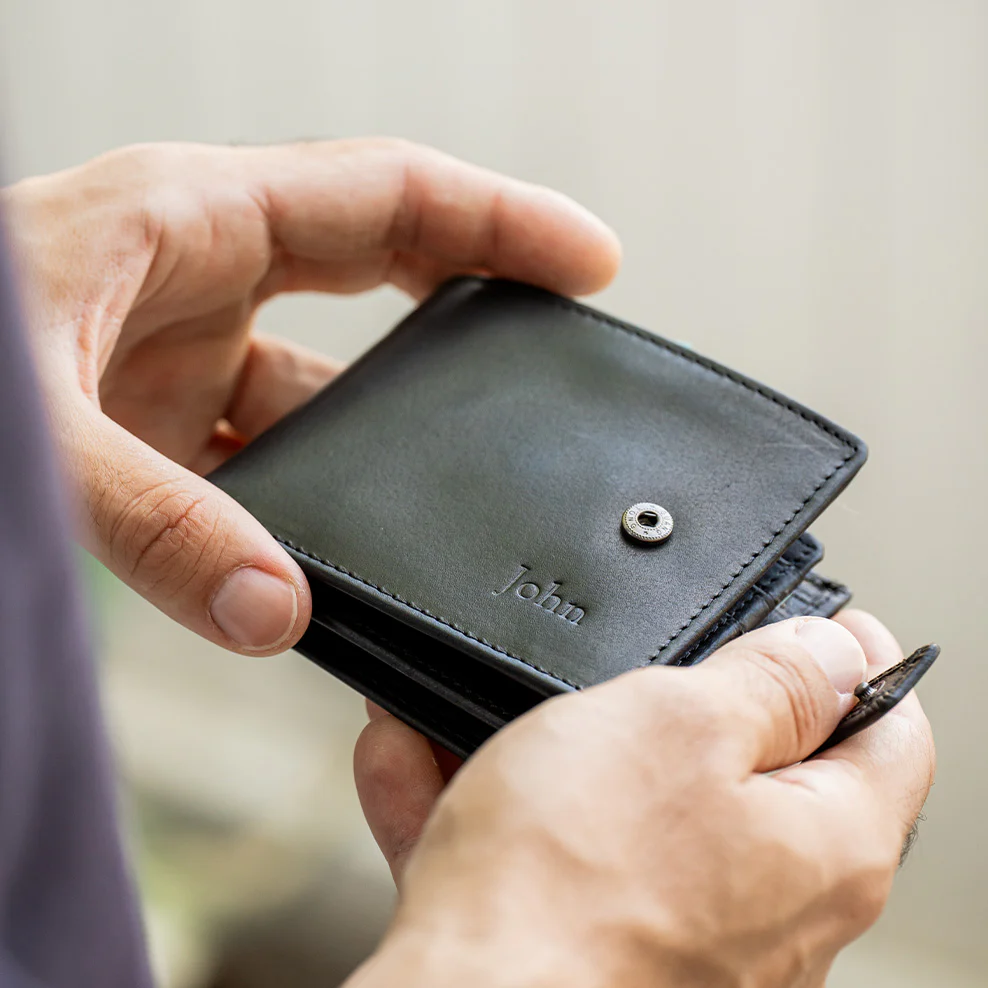 Personalised Leather Wallet - Black - Image 3