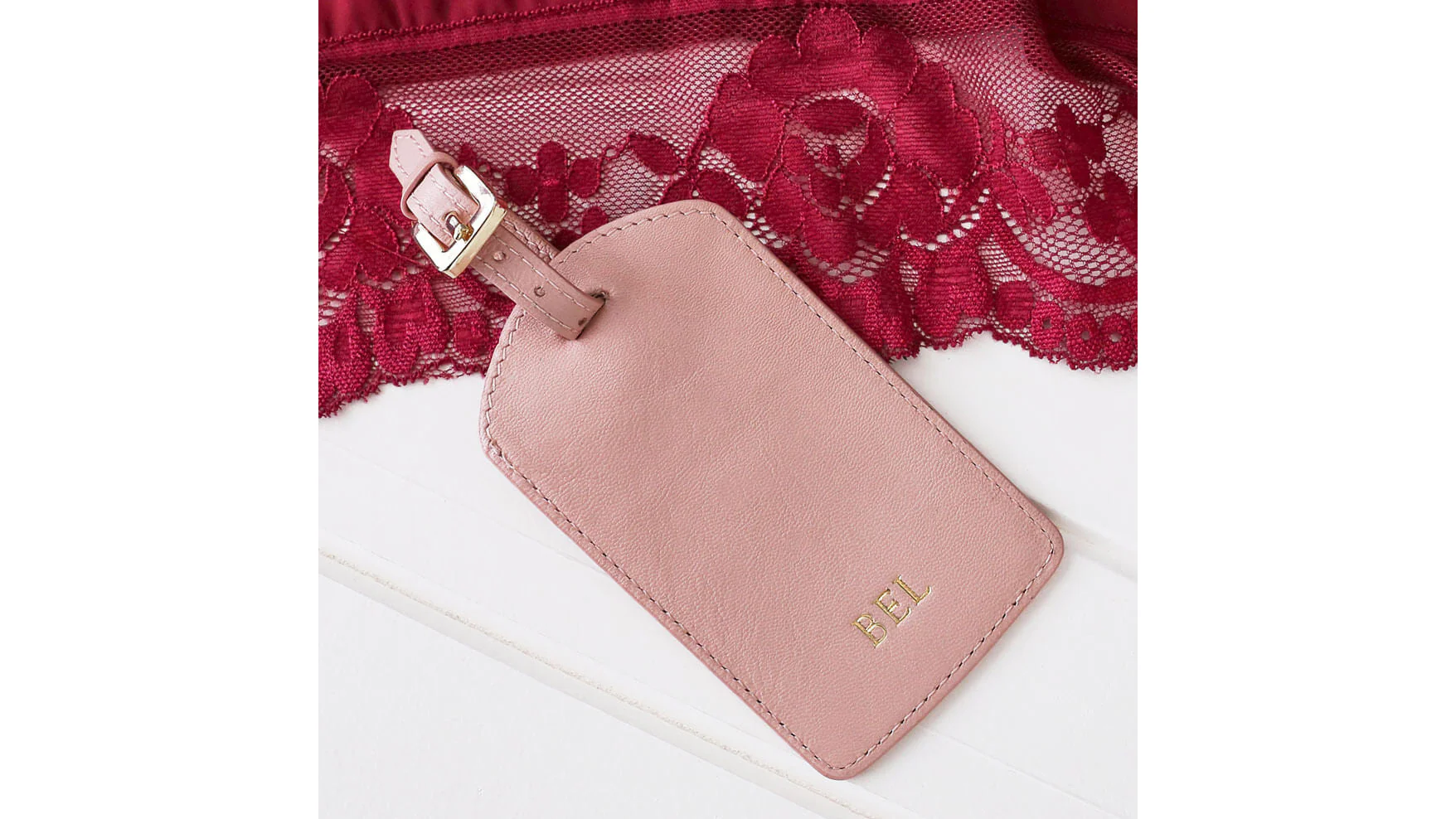 Personalised Luggage Leather Tag - Blush