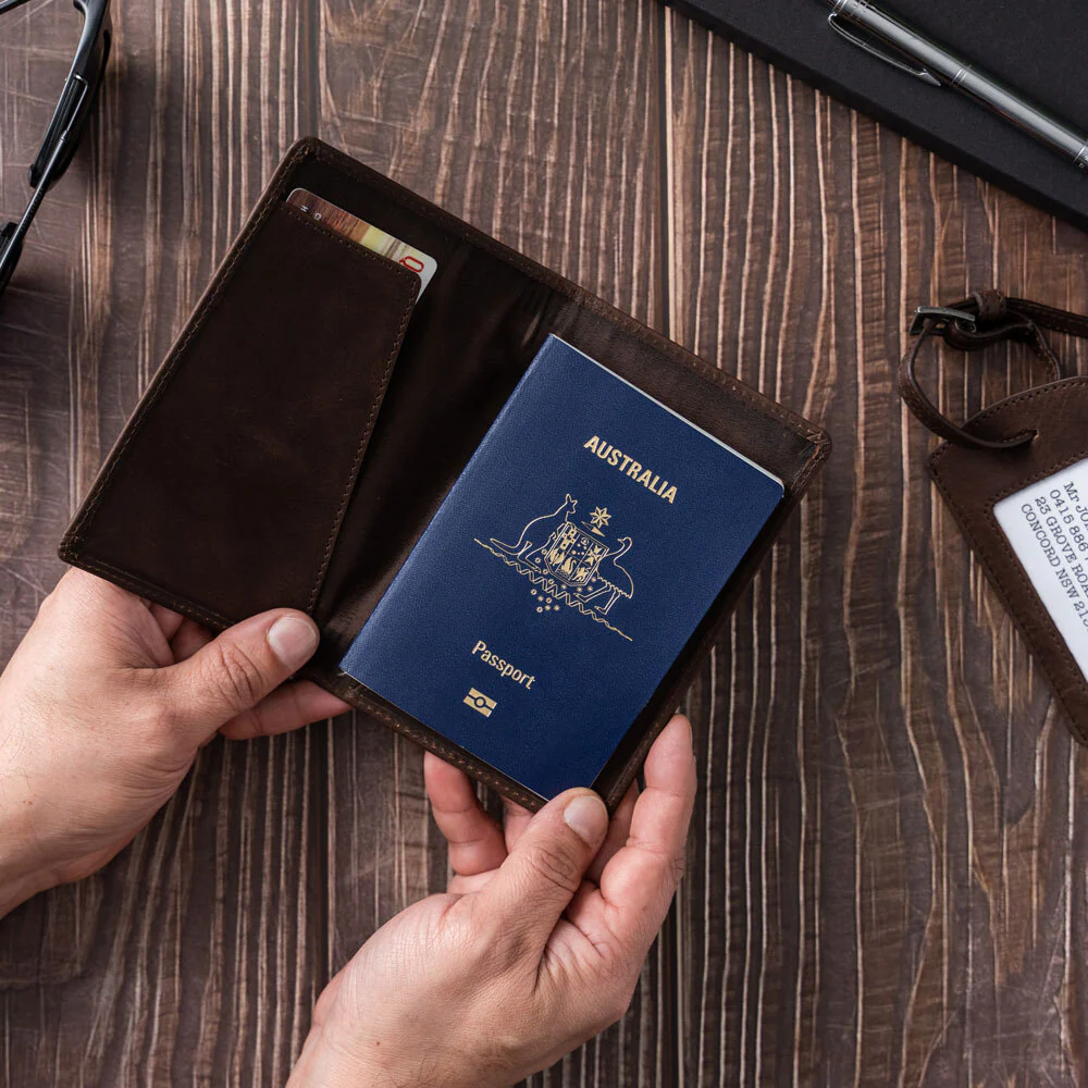 Personalised Leather Travel Set - Brown - Image 2