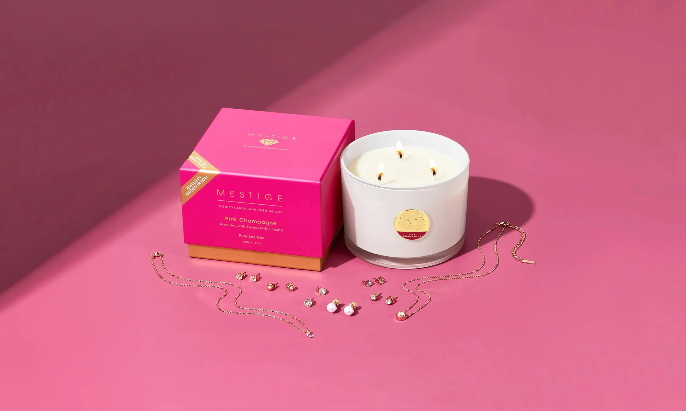 Pink Champagne Candle with Hidden Jewellery