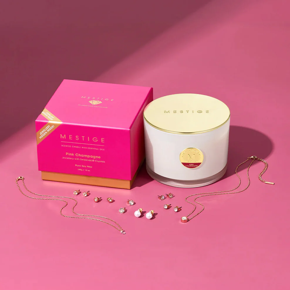 Pink Champagne Candle with Hidden Jewellery - Image 2