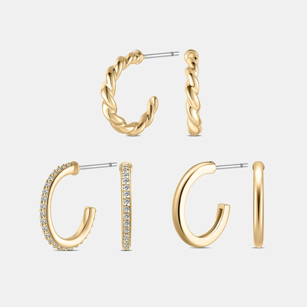 Radiance Hoops Set - Gold - Image 4