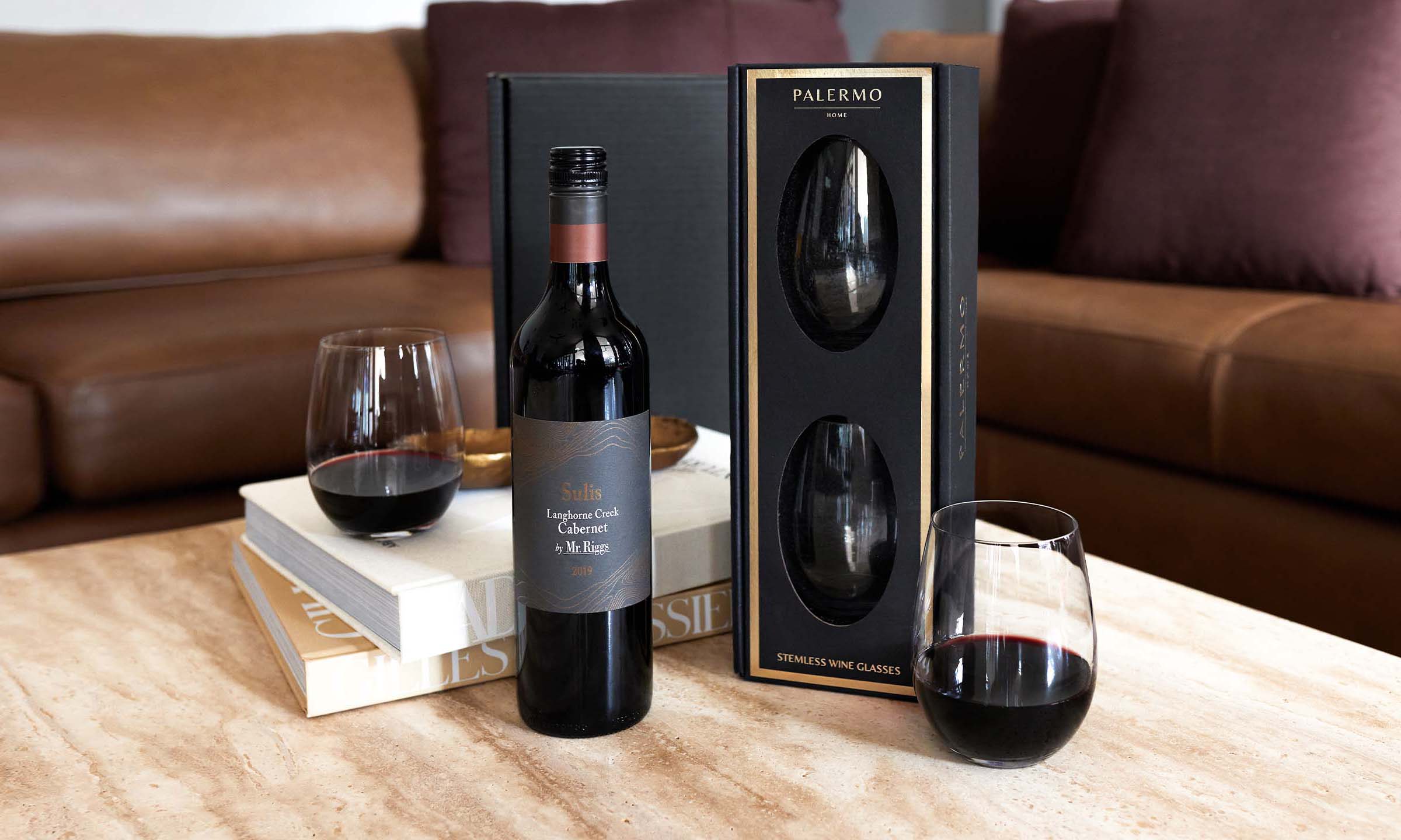 Red Wine & Stemless Wine Glasses Gift Set