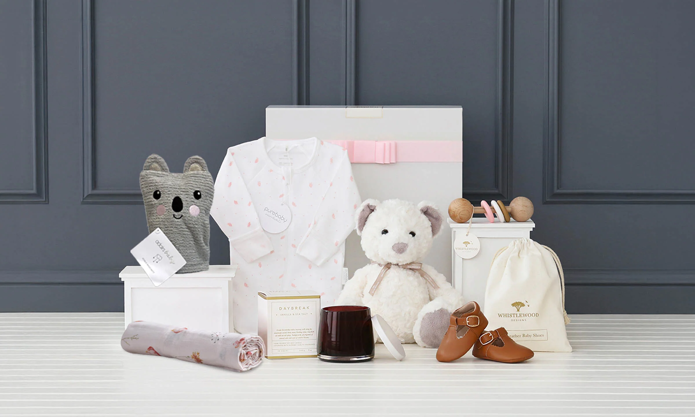 Luxury Baby Girl Hamper with Pure Baby & Bear