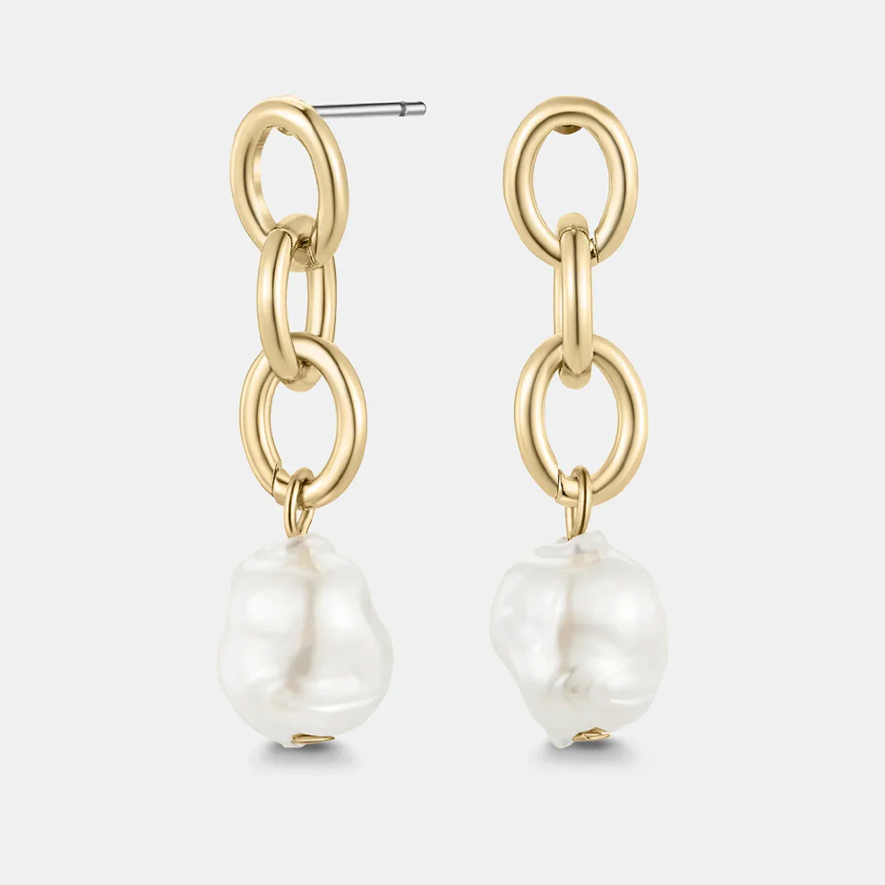 Tribute Baroque Pearl Earrings - Gold - Image 4